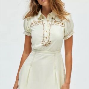 Kimchi Blue Cream Embroidered Mini Dress